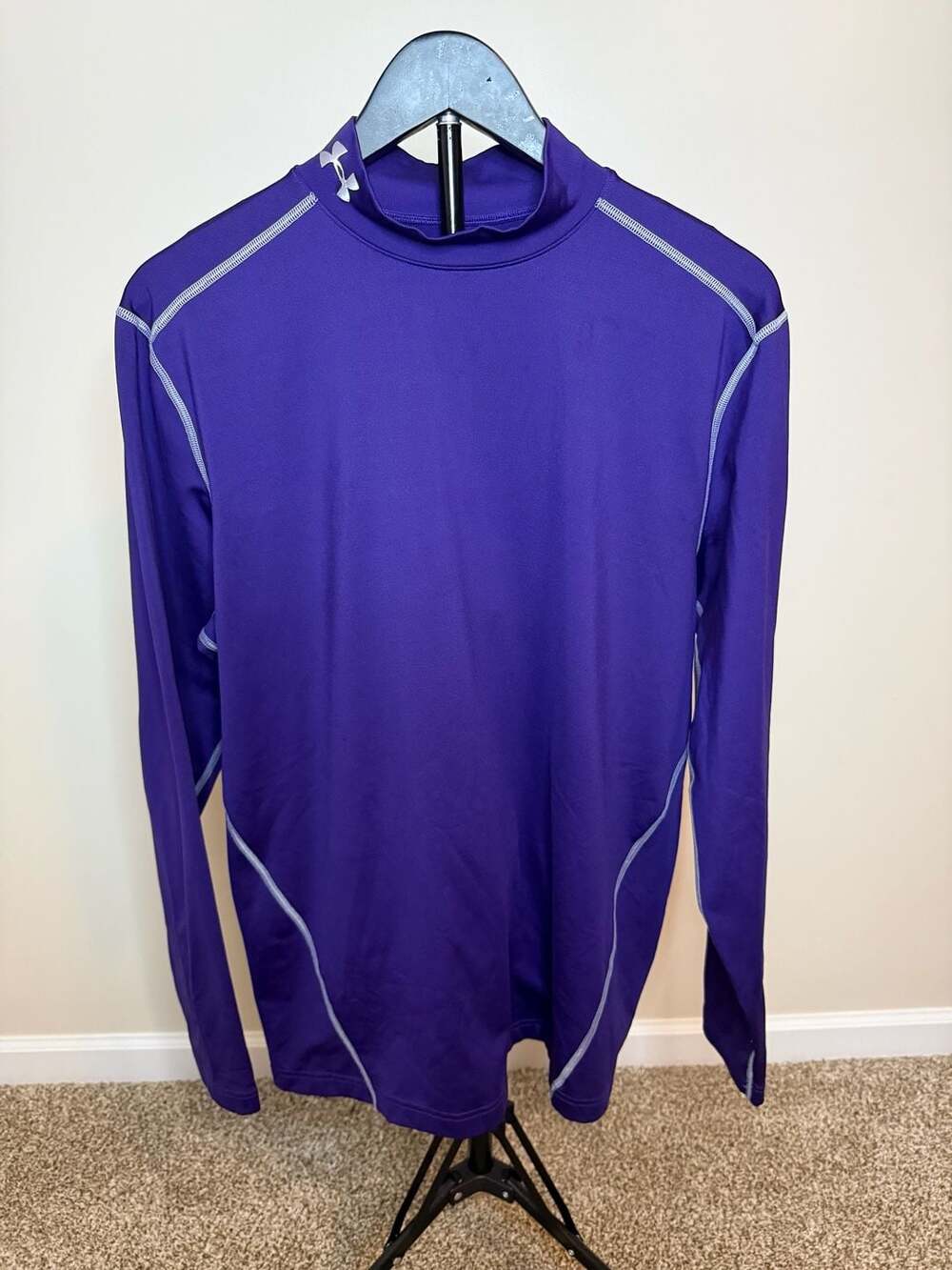 Under Armour ColdGear Fitted Mock Neck Long Sleeve Shirt Purple XL